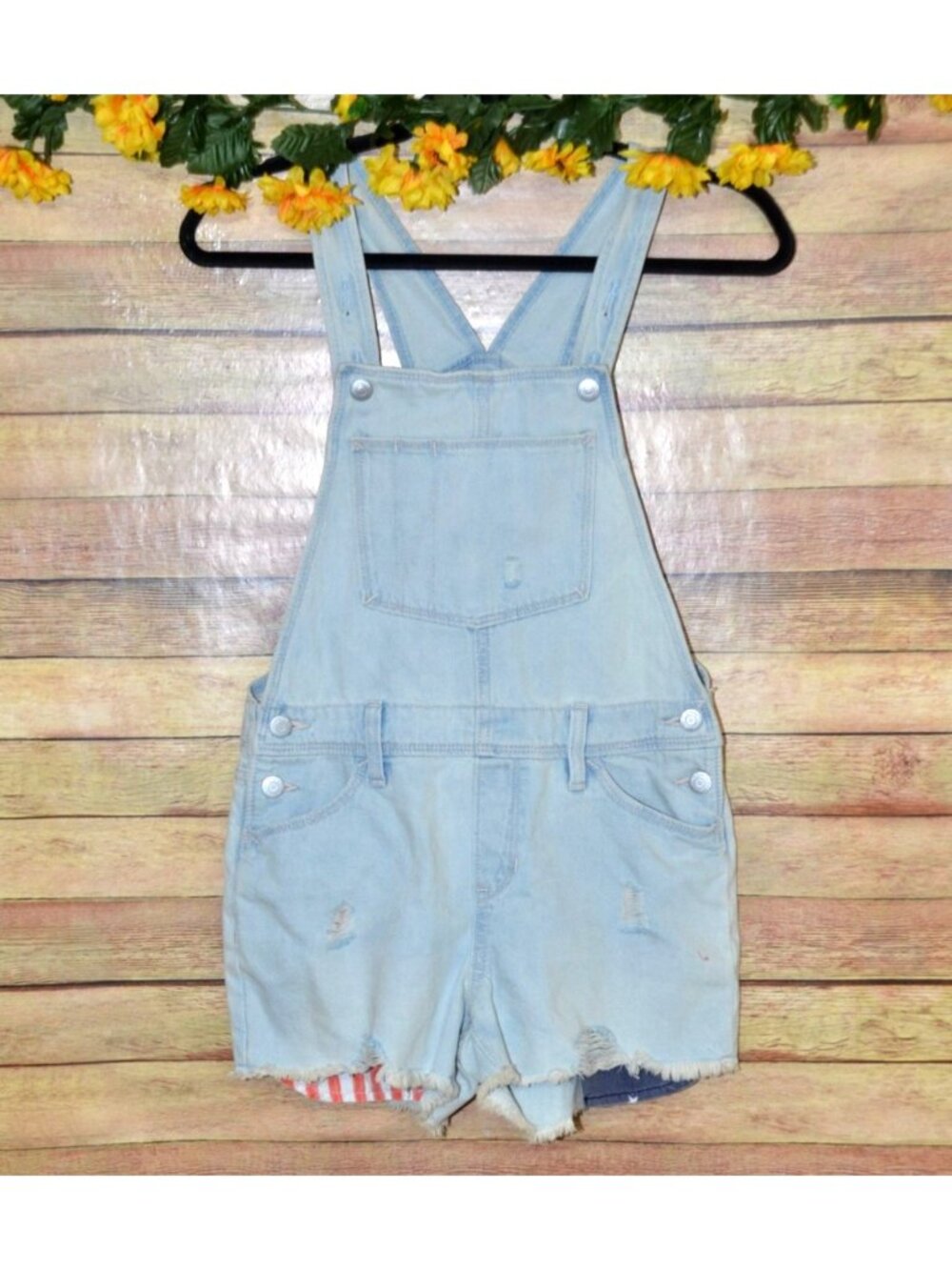 Old Navy Short Overalls Coveralls Girls Size XL 14  Jean Denim Light Wash Summer